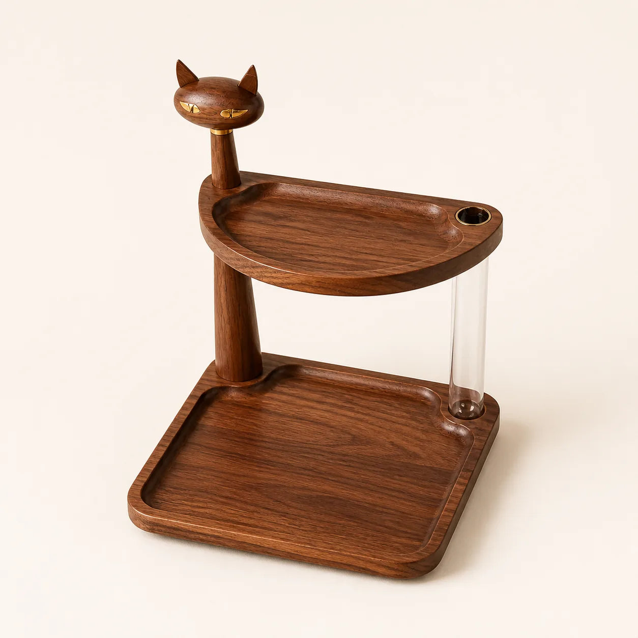 Newpearl wooden glasses holder with cat design for entryway gear storage