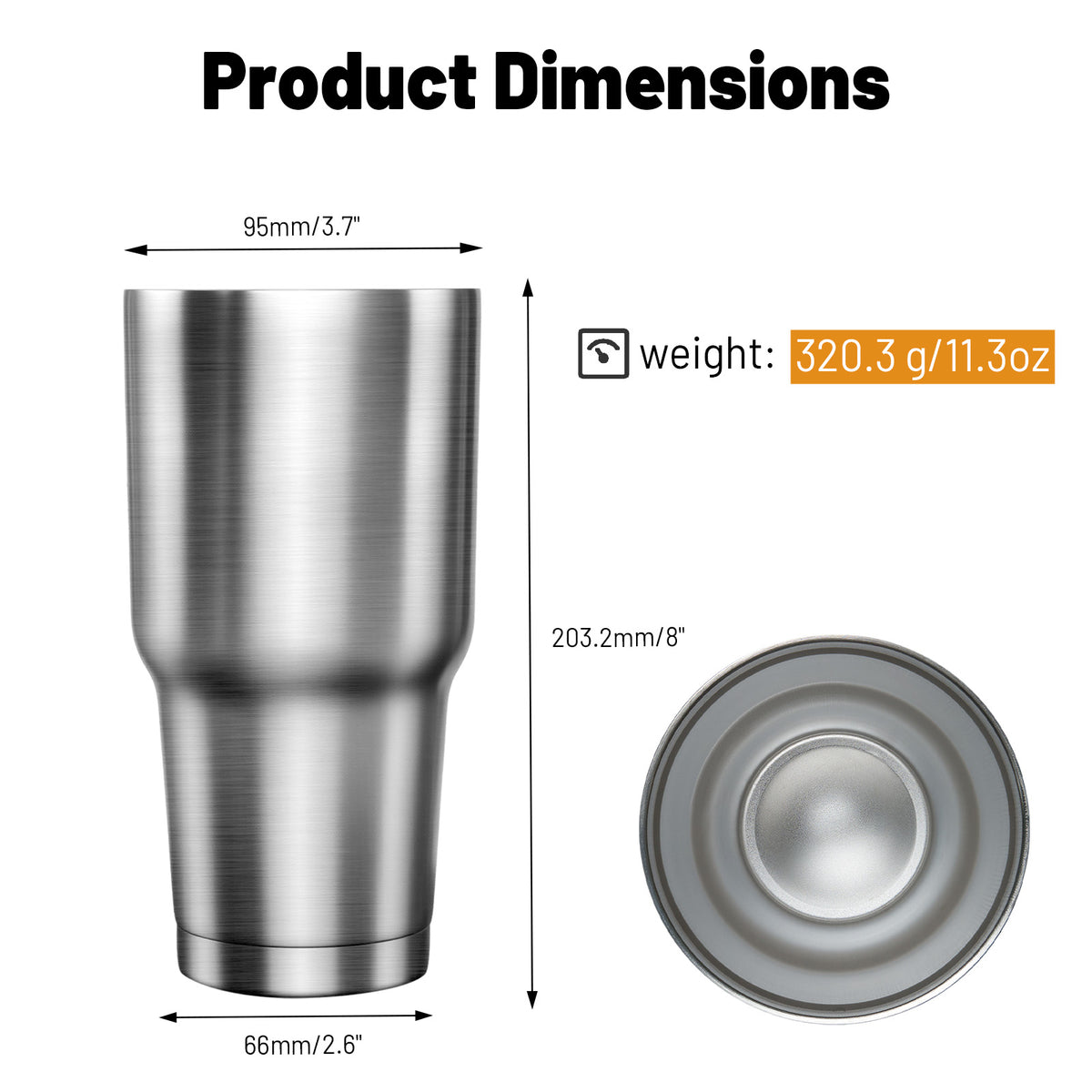 BPA-free stainless steel tumbler for cold and hot drinks