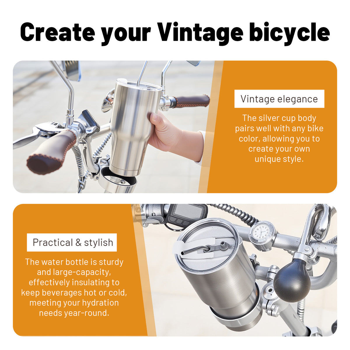 DIY sticker-ready silver stainless steel tumbler