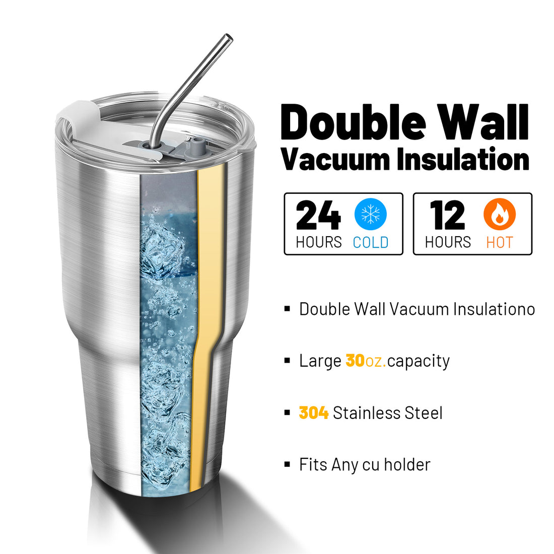 Cup holder friendly insulated tumbler for travel and office