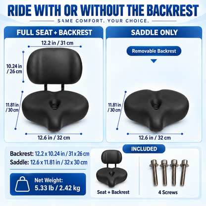 Newpearl Wide Bike Seat with Adjustable Backrest