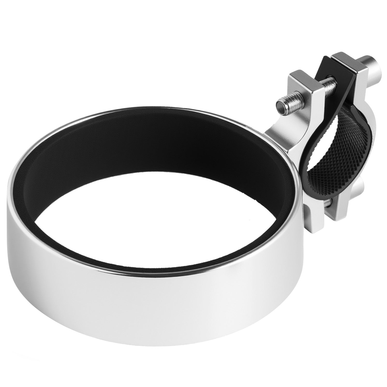 Silver Time Capsule bike cup holder on cruiser handlebar