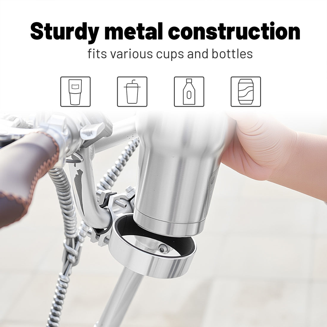 Aluminum bike cup holder for 22.2 mm handlebars