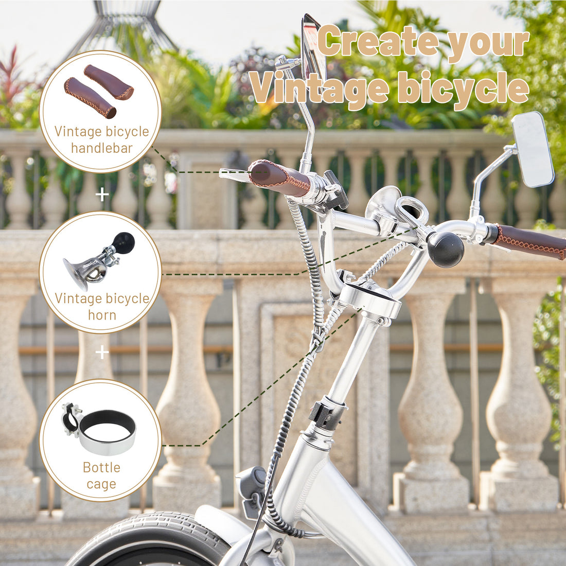 Vintage silver bicycle cup holder with anti-slip clamp