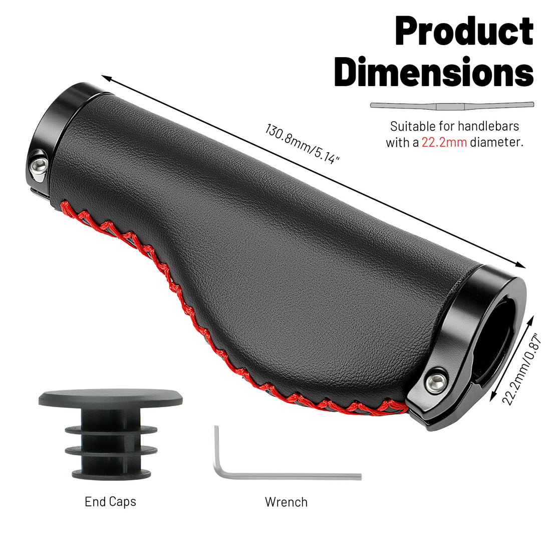 Time Capsule Black Bike Grips with Red Stitching