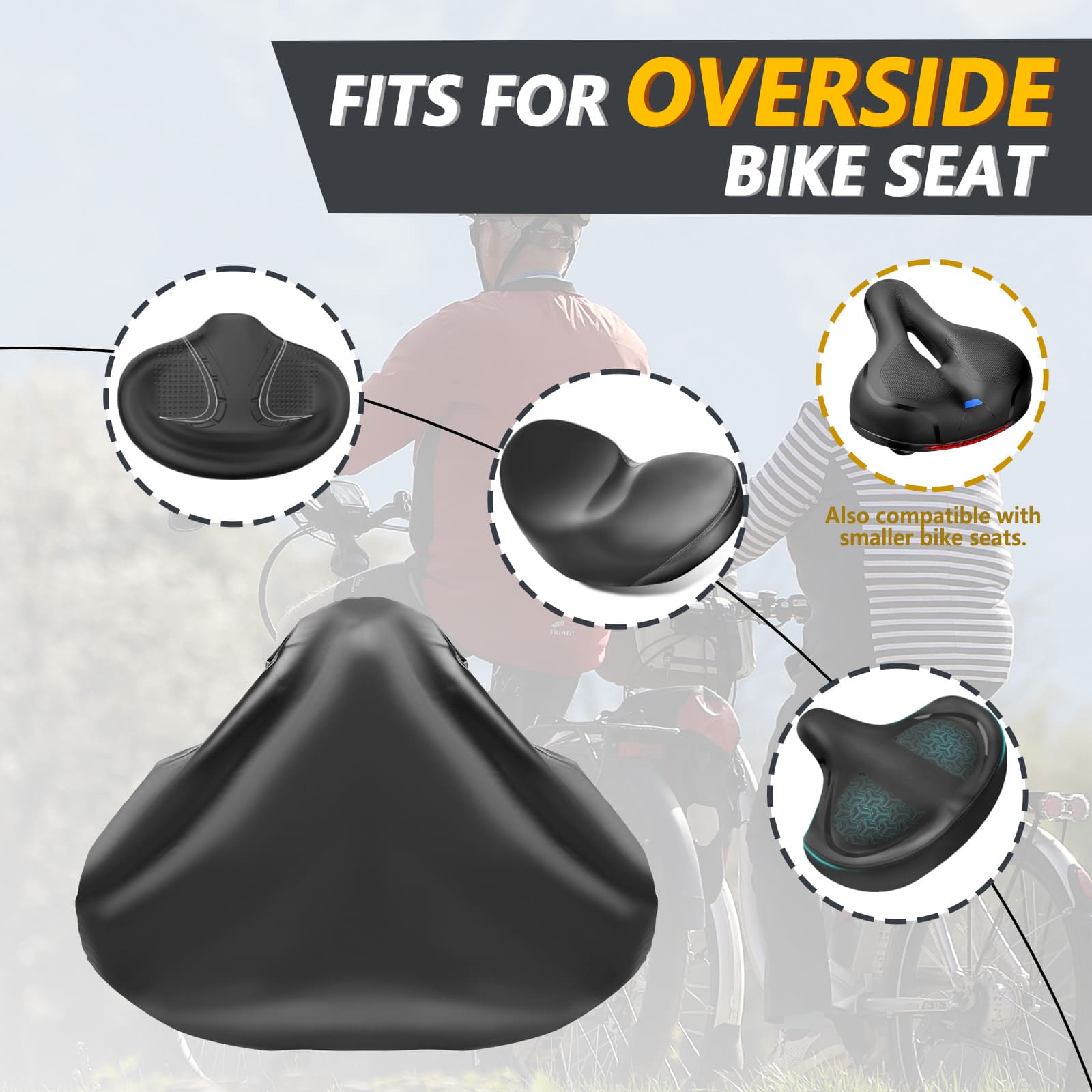 PVC bicycle seat rain cover for wide saddles