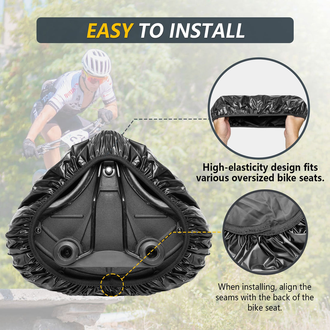 Reusable waterproof bike saddle cover for outdoor storage