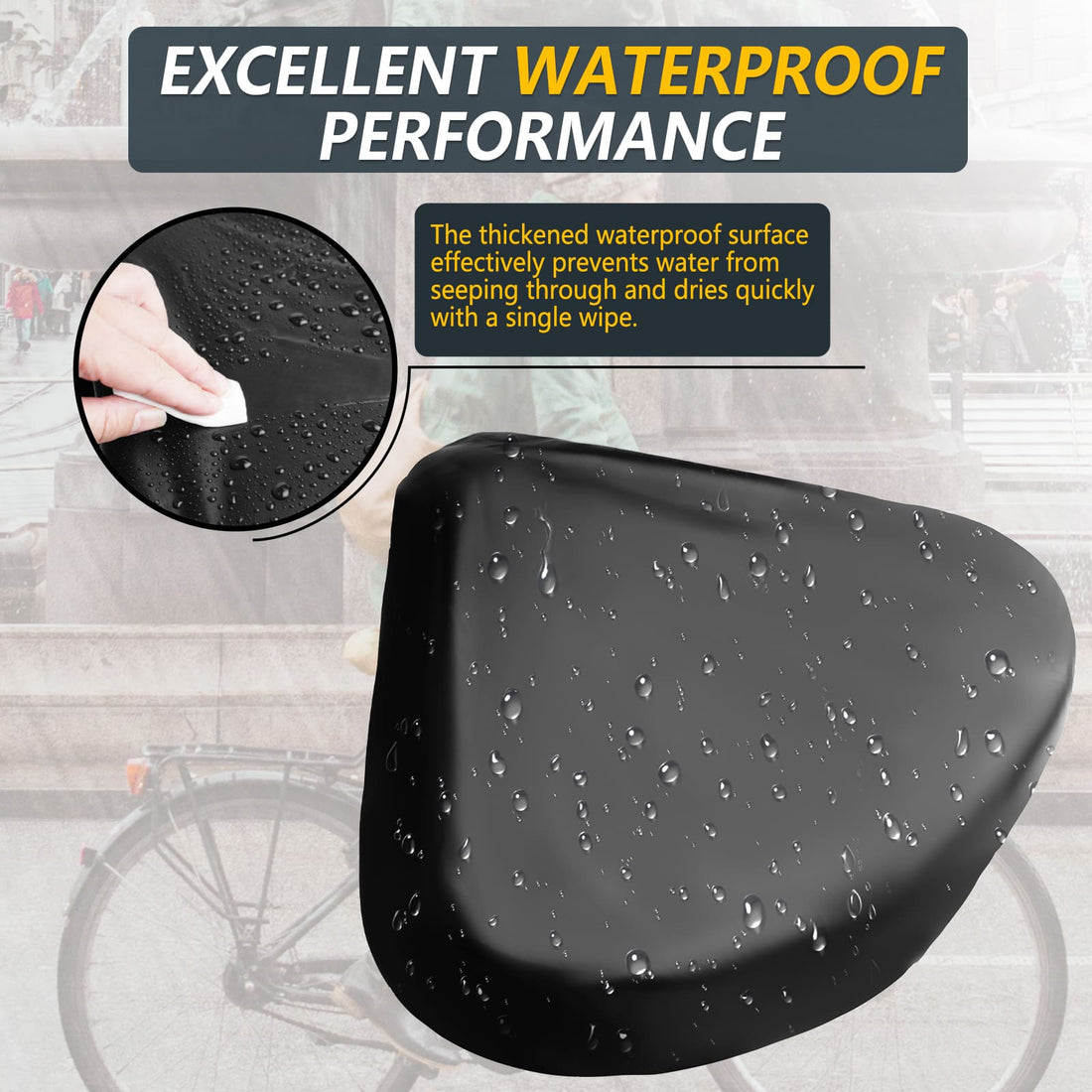 Super wide bike seat cover for rain dust and scratch protection