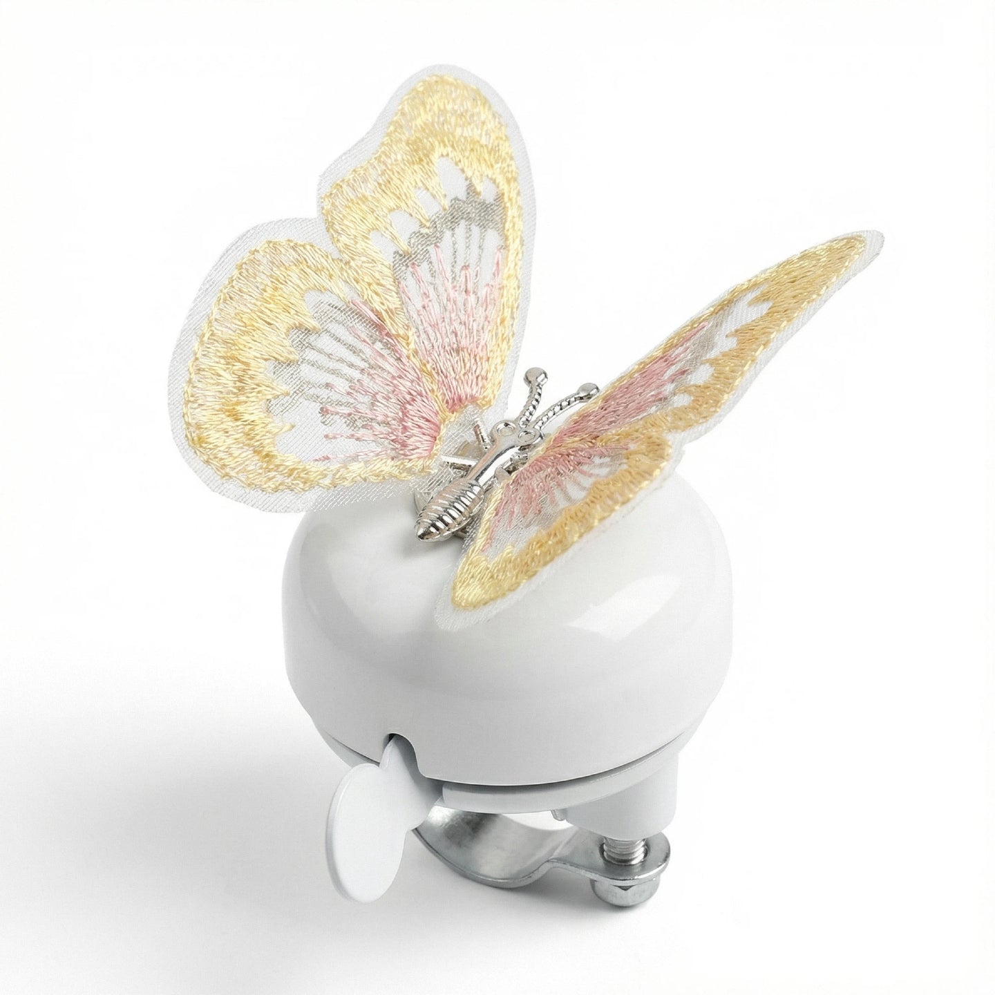 White Bike Bell with Butterfly