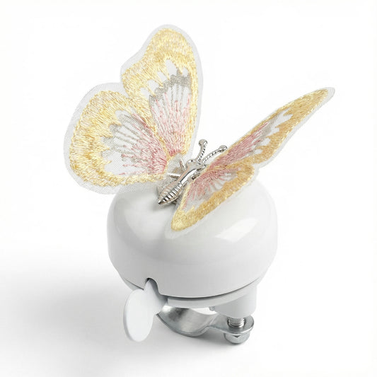 White Bike Bell with Yellow Butterfly