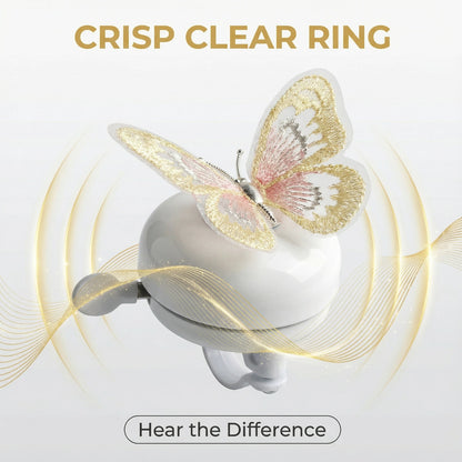 White Bike Bell with Yellow Butterfly