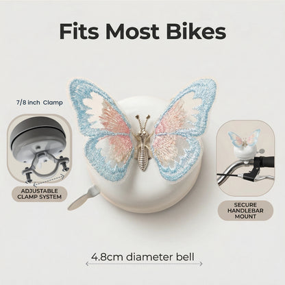 White Bike Bell with Butterfly