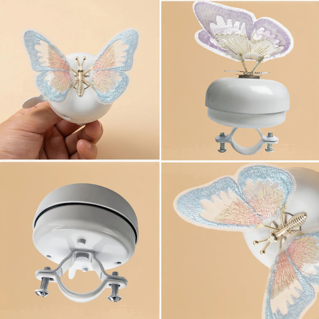 White Butterfly Bike Bell for Kids and Adults