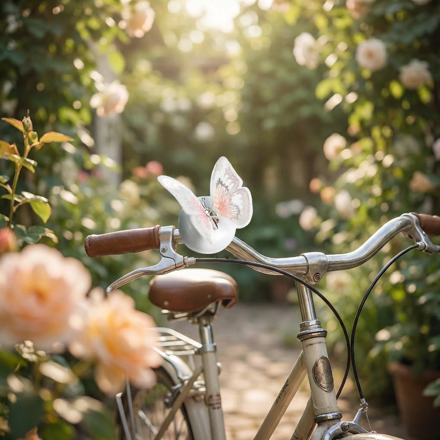 White Bike Bell with White Butterfly