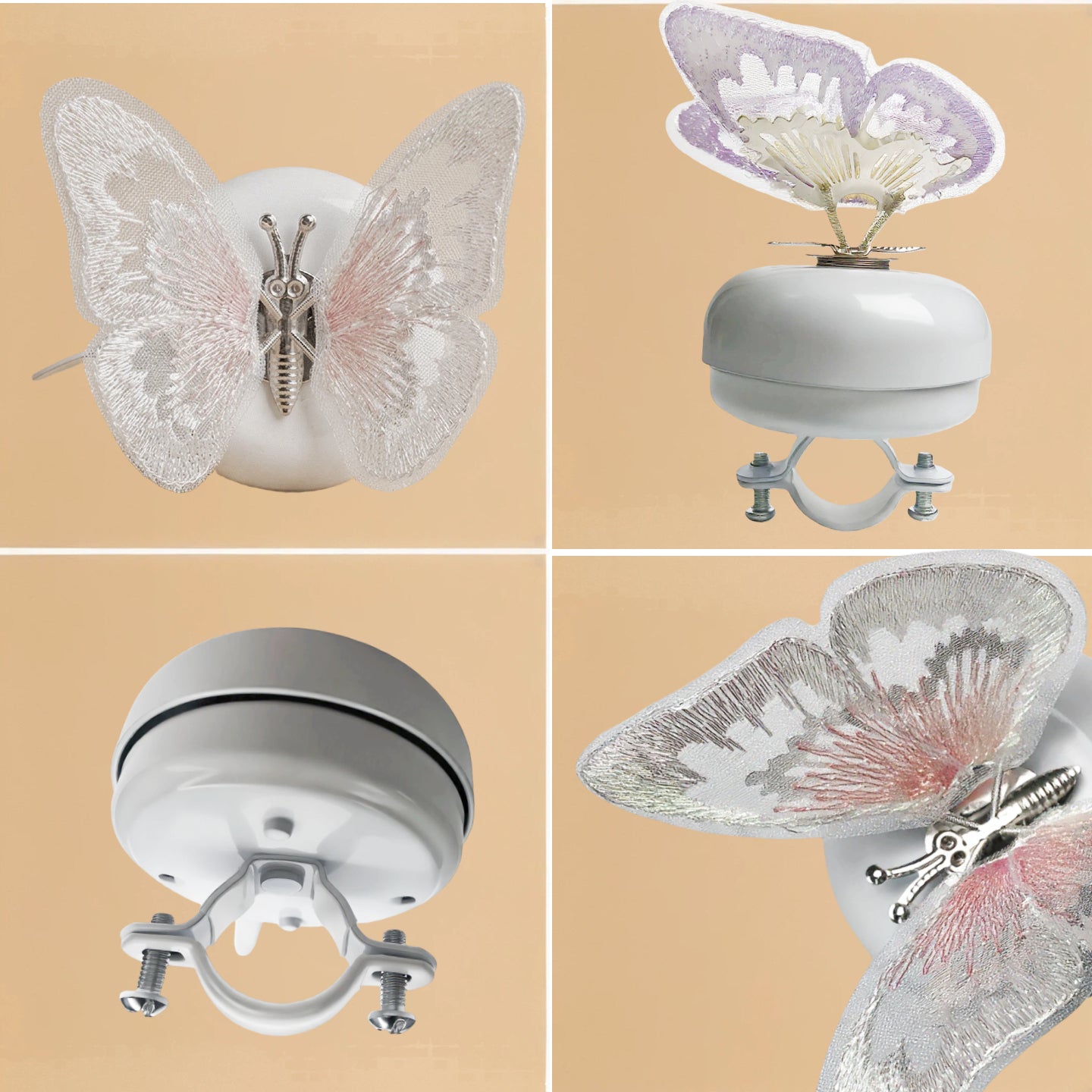 White Bike Bell with White Butterfly