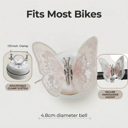 White Bike Bell with White Butterfly