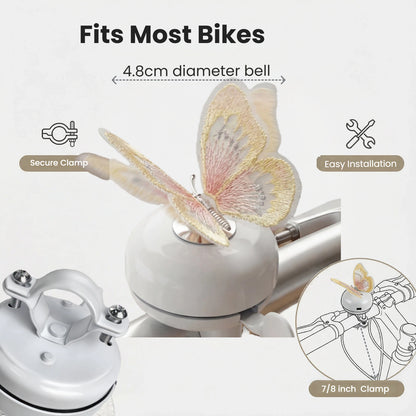 White Bike Bell with Yellow Butterfly