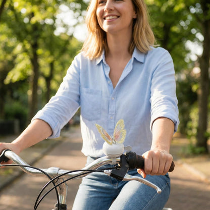White Bike Bell with Yellow Butterfly